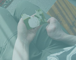 Gwen with her only image of her mother